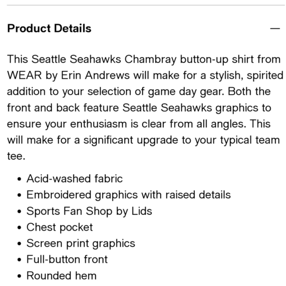 WEAR Seattle Seahawks Button Down Tie Dye Denim Long Sleeve Shirt - Picture 11 of 13